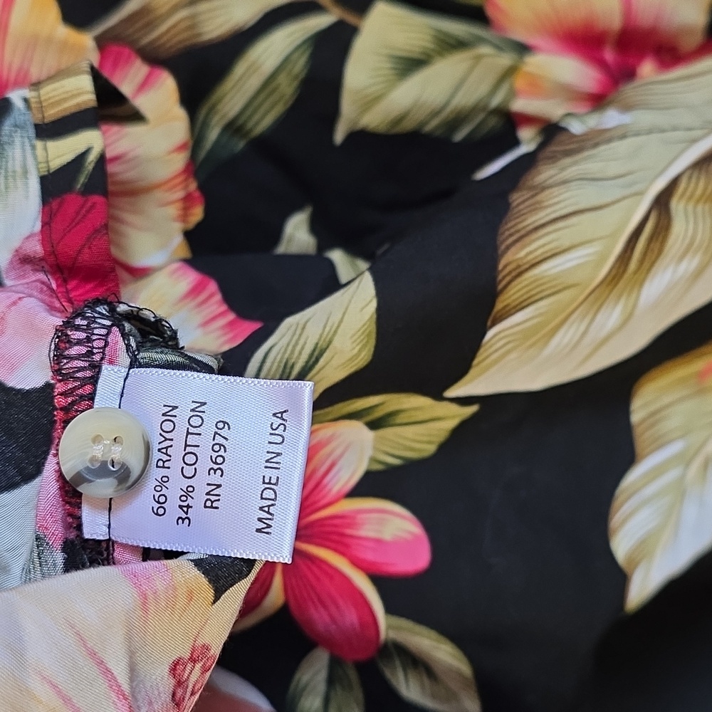 Go Barefoot Made In USA Hawaiian Floral 3XL Vibrant Short Sleeve Collared Shirt - Picture 3 of 8